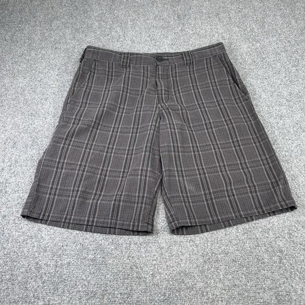 Men's Dickies Plaid Flat Front Shorts Grey And Charcoal Size 30